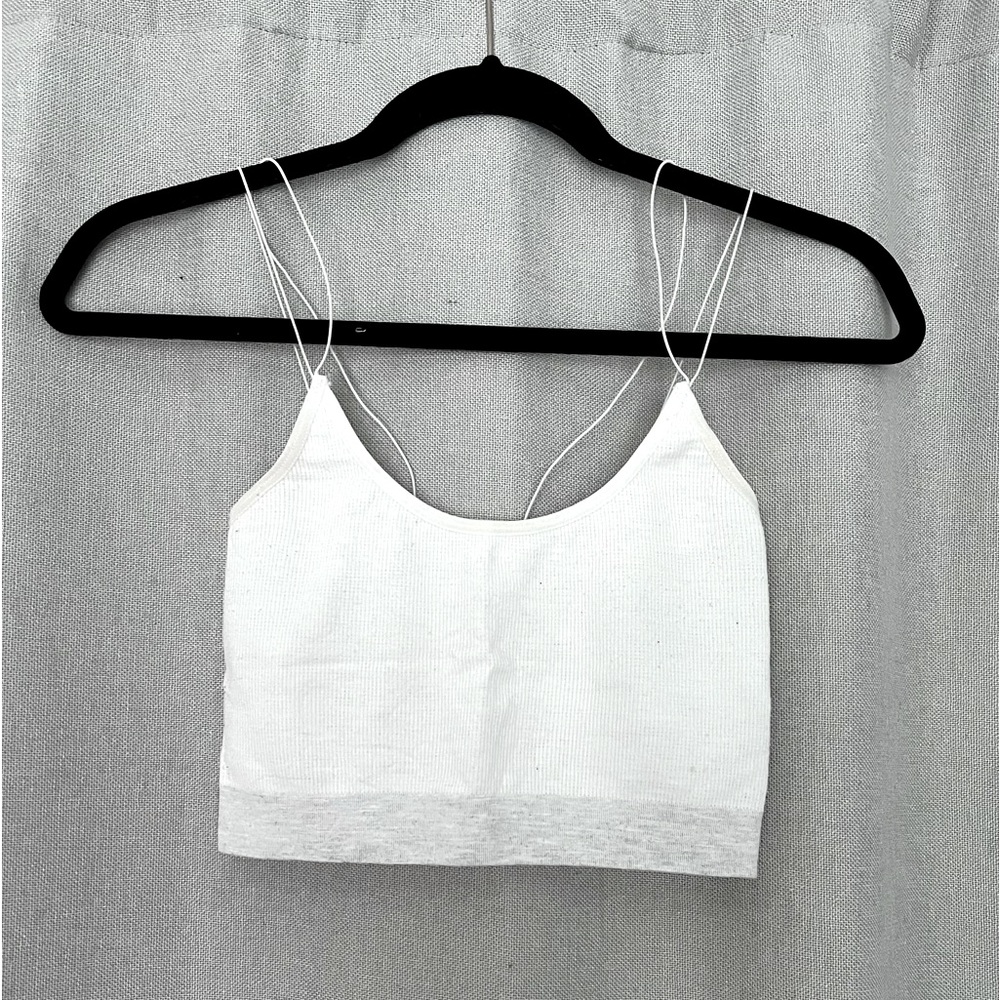 White & Grey Urban Outfitters Crop Tank Top Out From Under